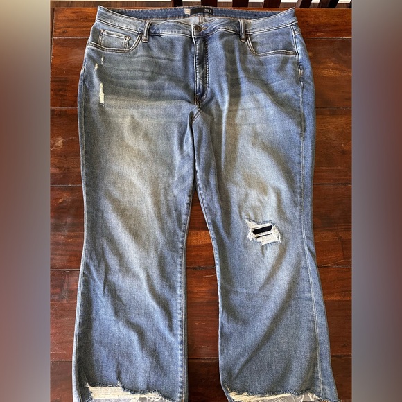 Kut from the Kloth Kelsey Fab Ab High Rise Ankle Flare Jeans 20W Distressed - Picture 1 of 8
